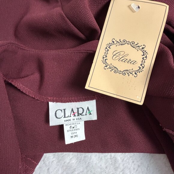 Clara Womens Embroidered Open Front Duster Cardigan Sweater Medium Burgundy New - Picture 3 of 7